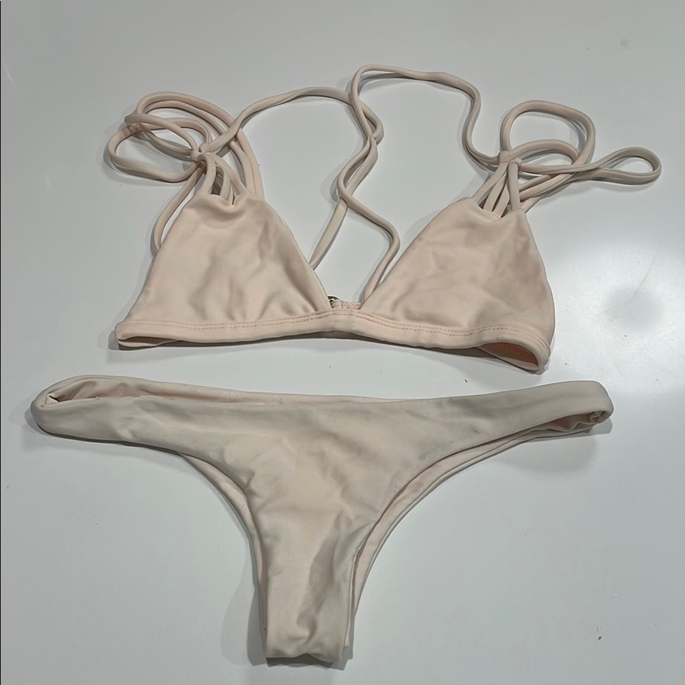 Tori Praver Cream Bikini Set
